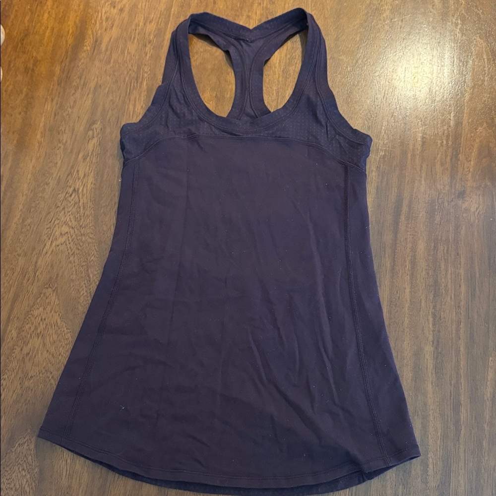 Lululemon atheltica purple razorback workout tank with mesh details